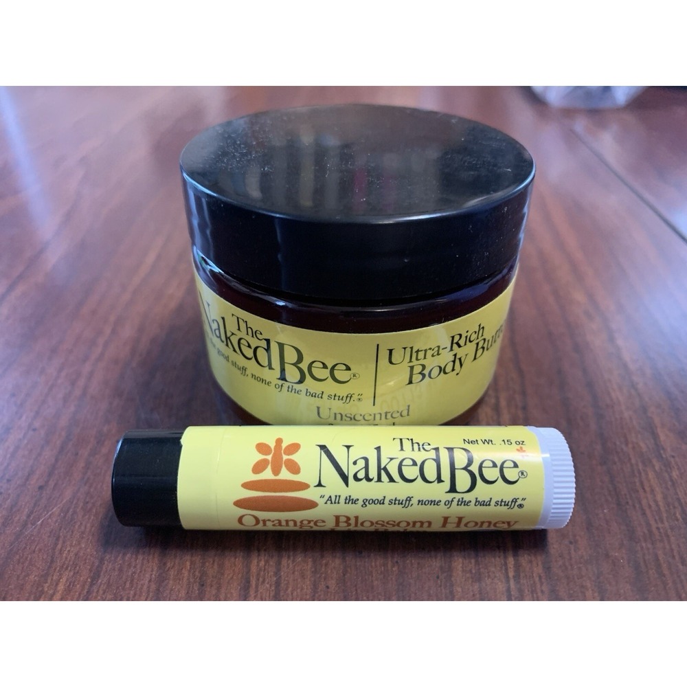 THE NAKED BEE Set Body Butter & Orange Blossom Honey Lip Balm New